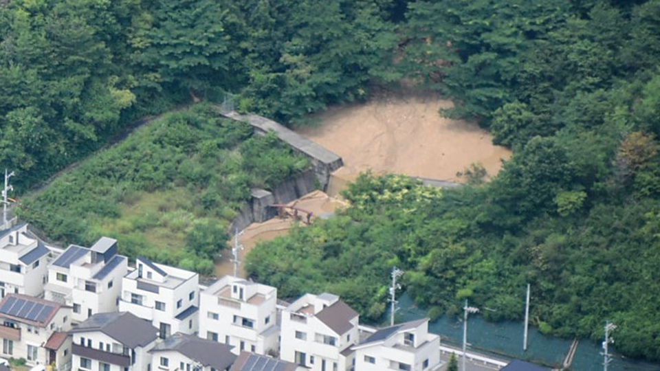 土石流を止めた砂防堰堤