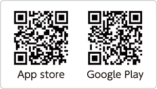 App storeとGoogle Play用のQRコード