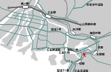 広島駅からの位置の地図