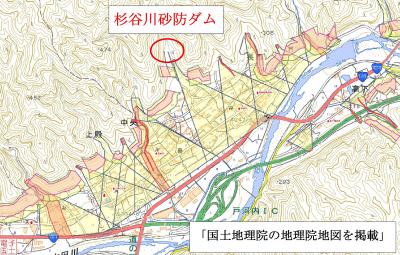 杉谷川砂防ダムの位置図