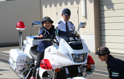 白バイ乗車体験の様子