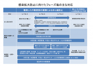 感染拡大防止に向けたフェーズ毎の主な対応（対処方針別紙）