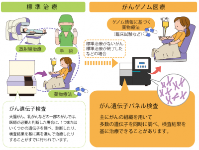 遺伝子情報に基づくがんの個別化治療についての図