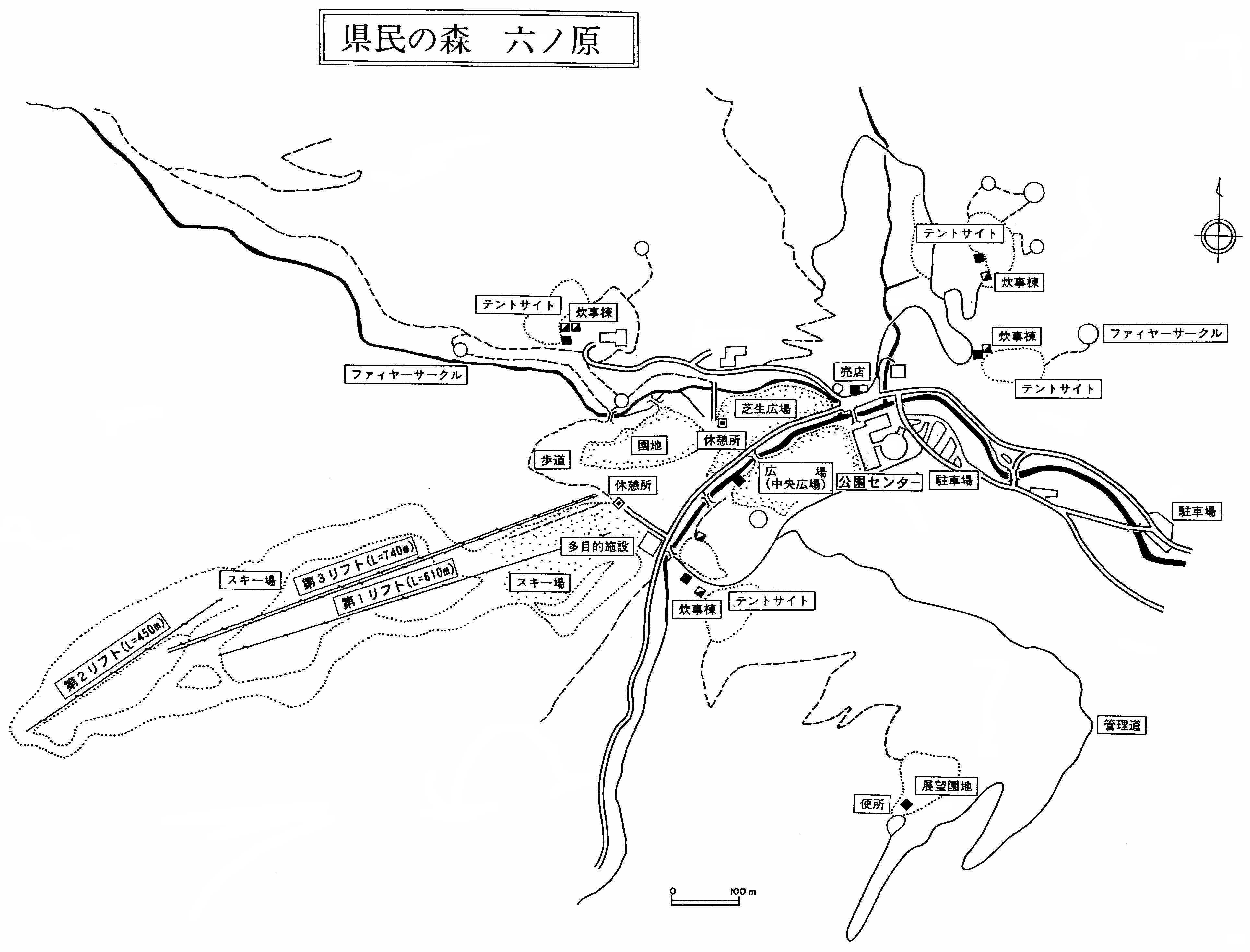 県民の森（六の原）位置図