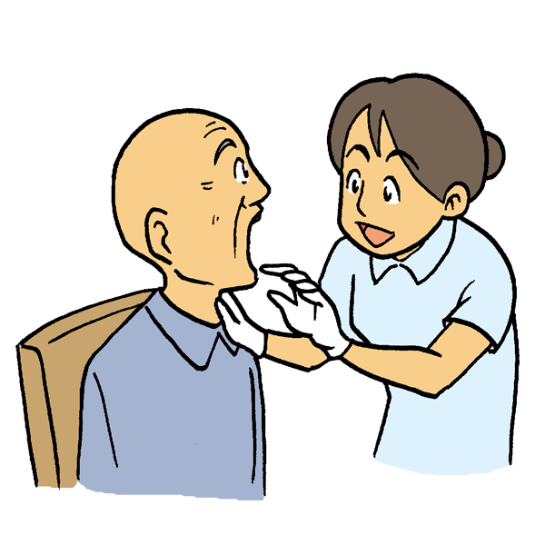 おじいさんの歯のチェックをするイラスト