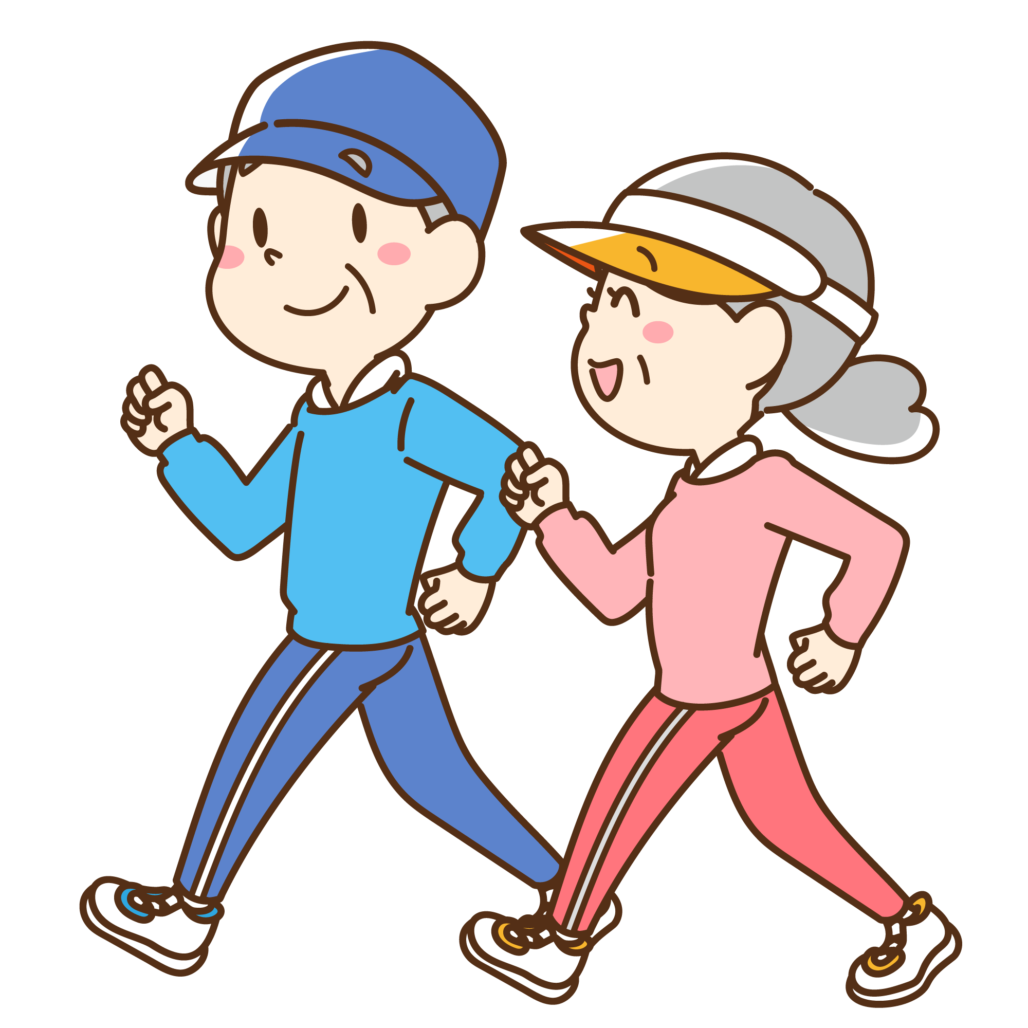 ウォーキングする高齢者のイラスト