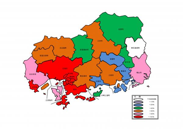 広島県内市町の下水道整備状況(令和４年度末）