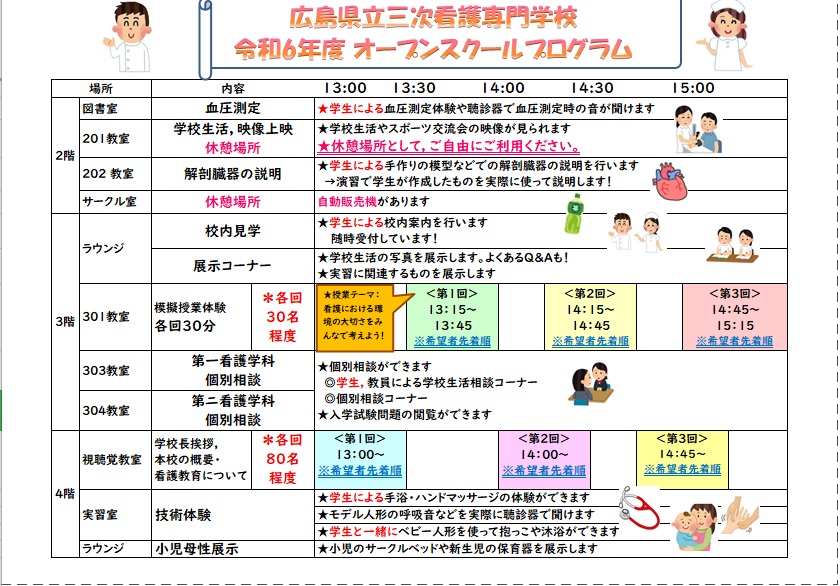 令和6年度オープンスクールのプログラム