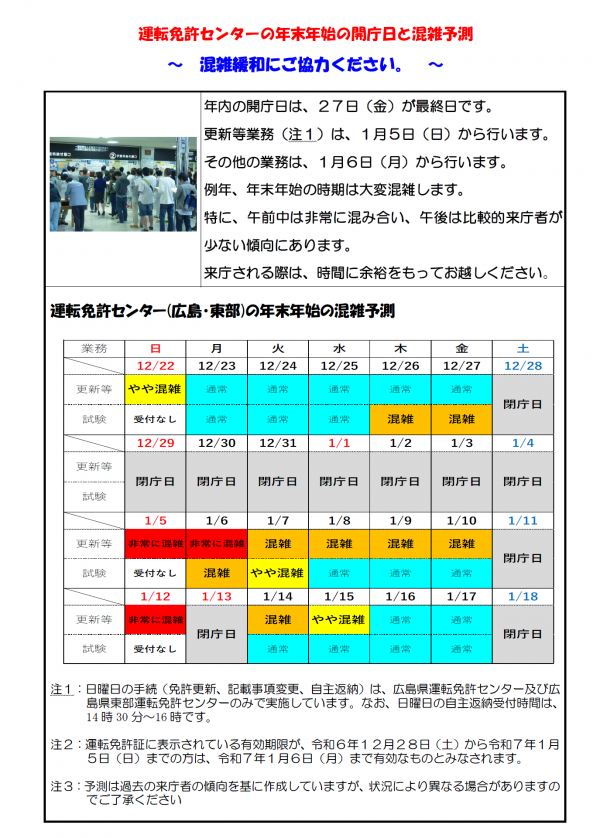 年末年始の開庁日