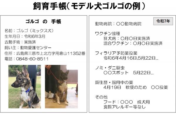 飼育手帳の例