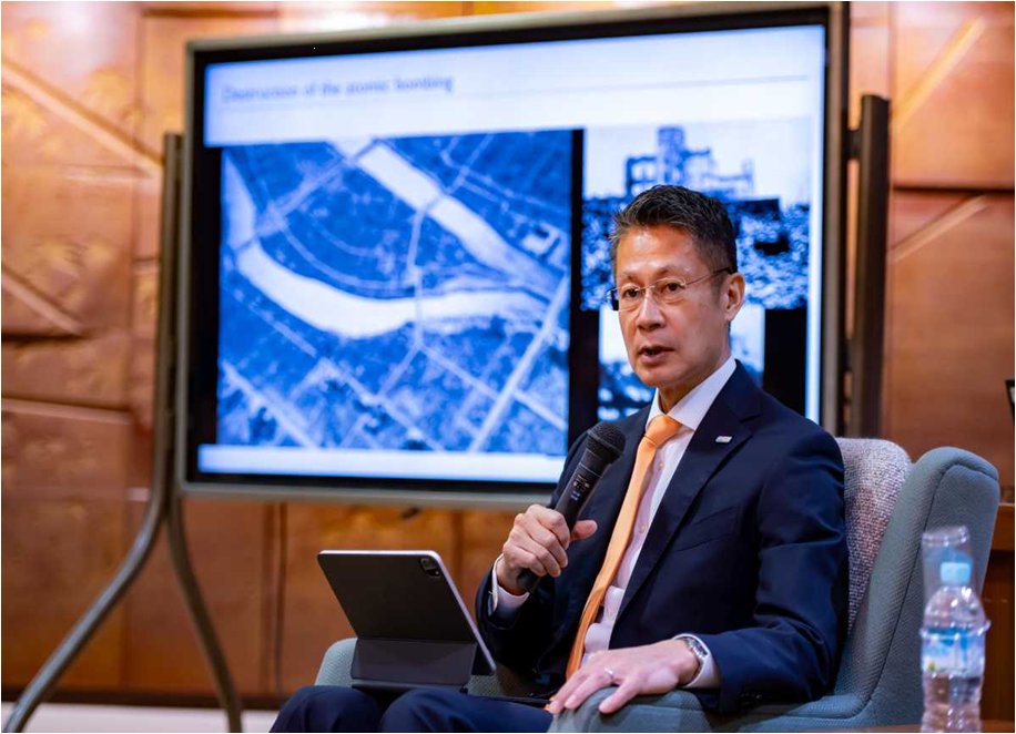 Governor Yuzaki explains Hiroshima Prefecture's peace efforts