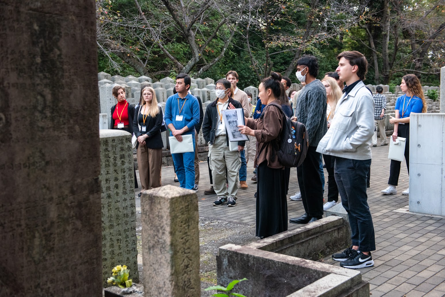 Participants touring the army cemetery