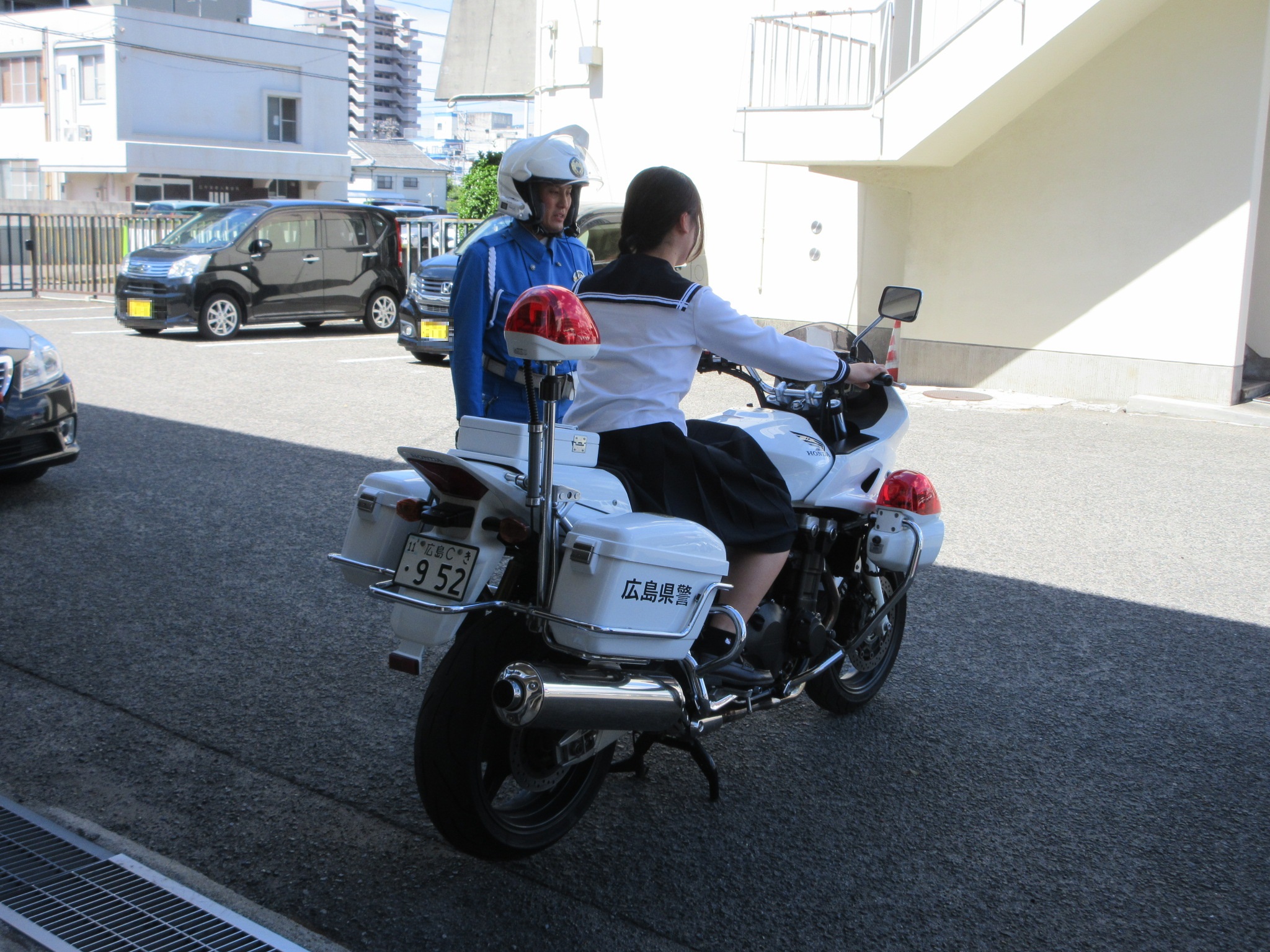 白バイ乗車体験の様子
