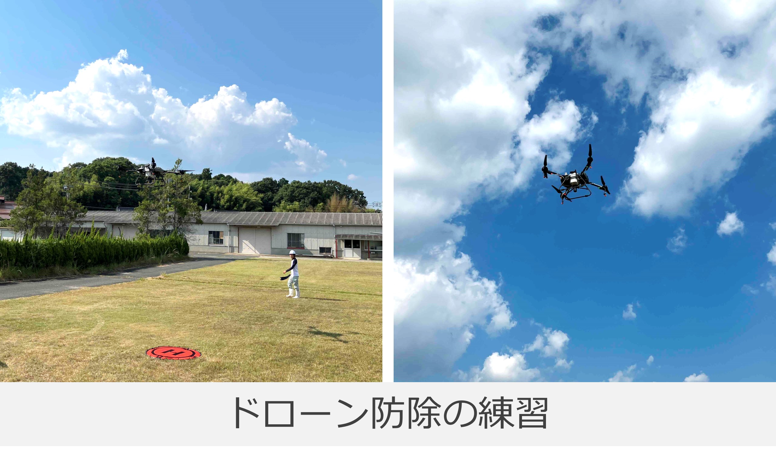 ドローン防除の練習の様子