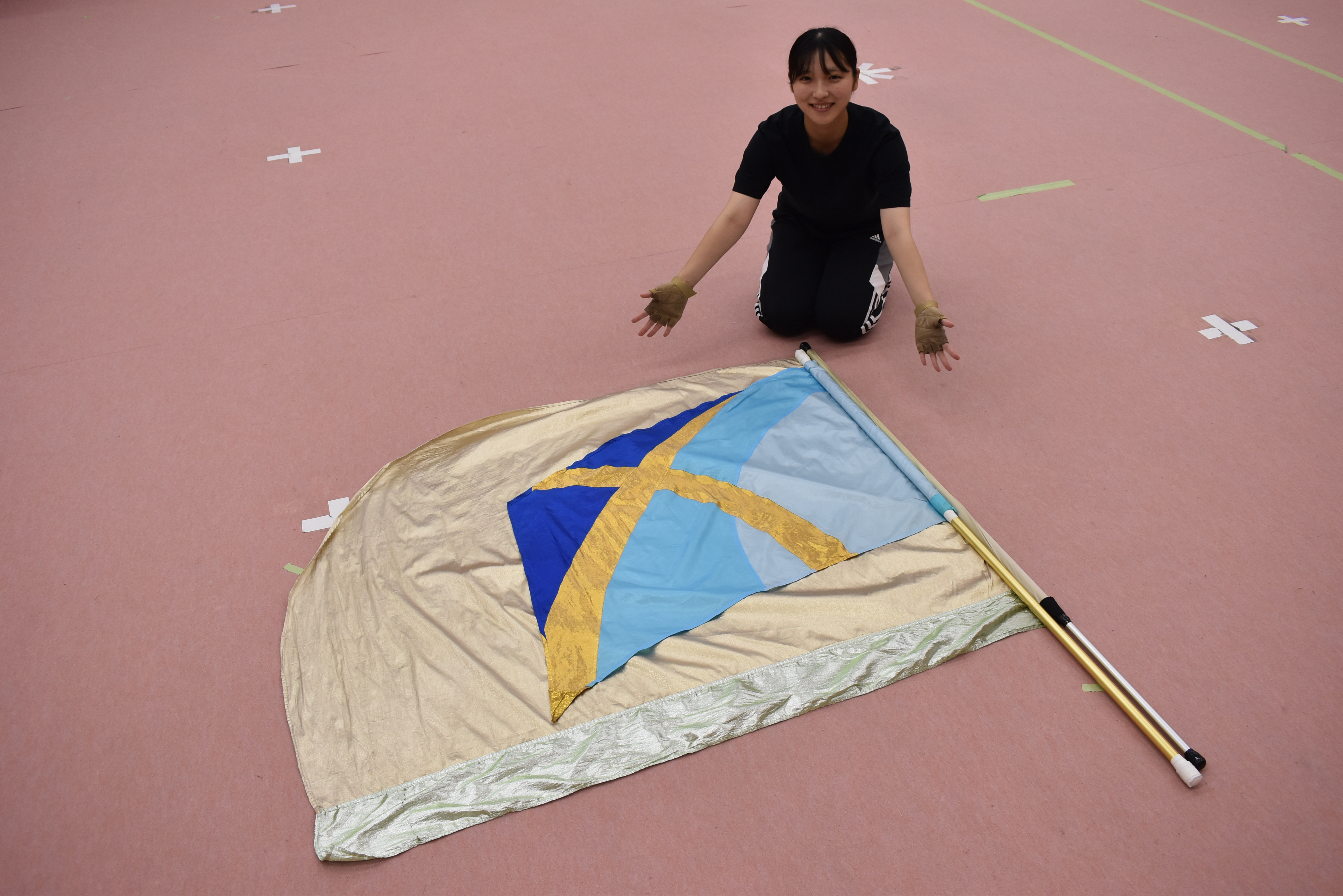 旗を重ねた様子