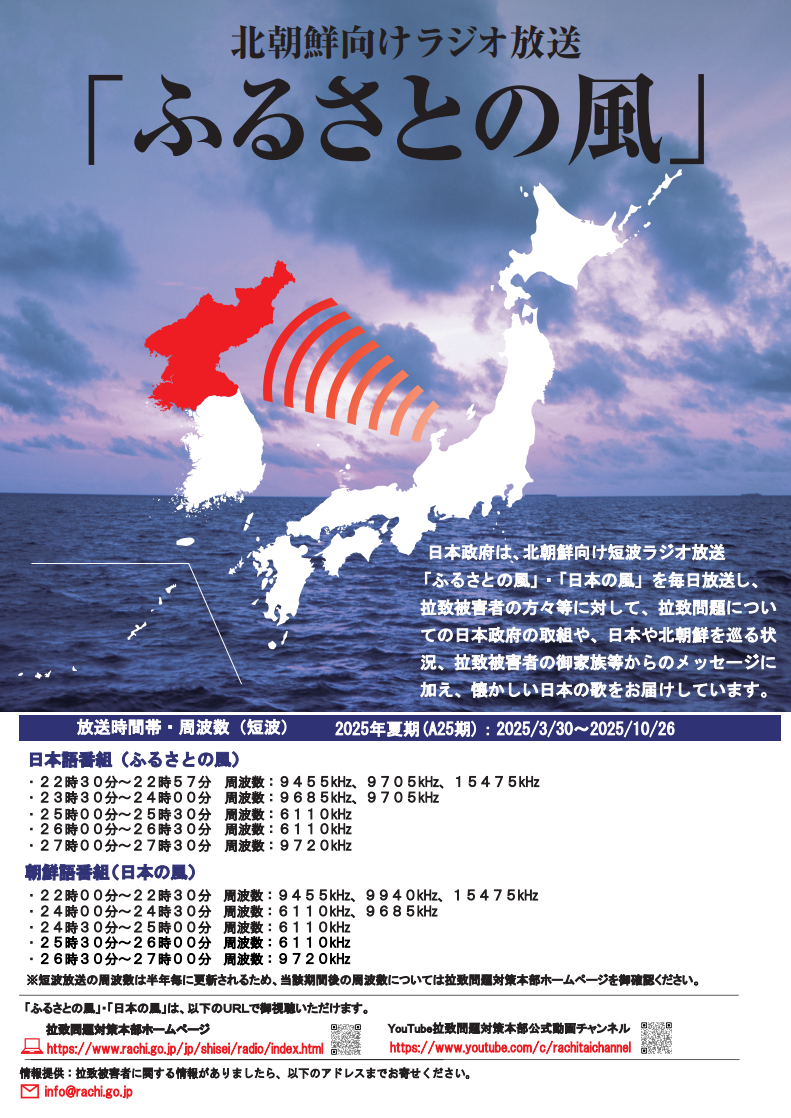 北朝鮮向けラジオ放送「ふるさとの風」チラシ