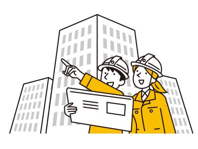 建築物の前に立つ人