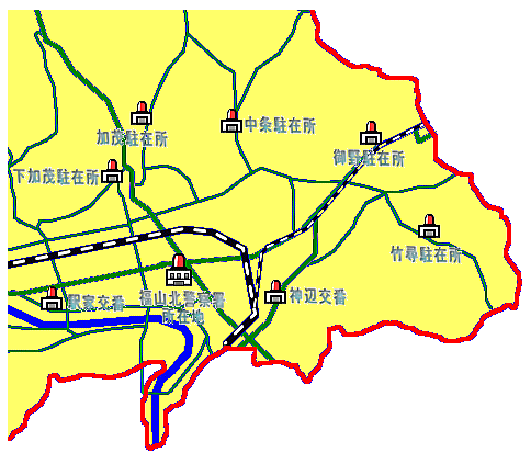 福山北警察署管内図（署周辺）