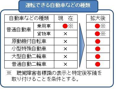 運転できる自動車などの種類の変更点