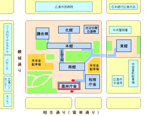 県庁敷地内の建物配置図