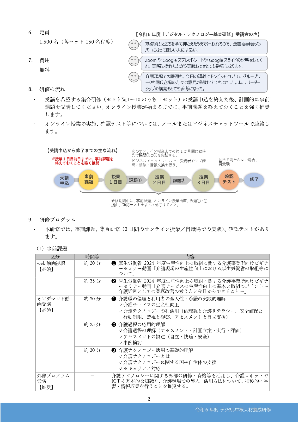 中核人材養成研修募集要項２ページめ