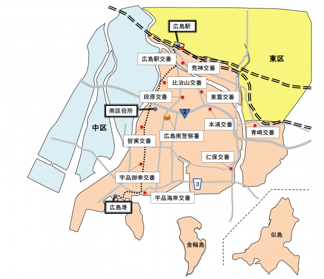 広島南警察署管内図