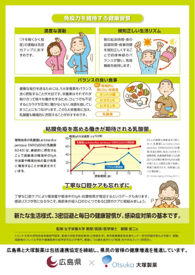 免疫力を維持するには，適度な運動，規則正しい生活，バランスの良い食事が大切です